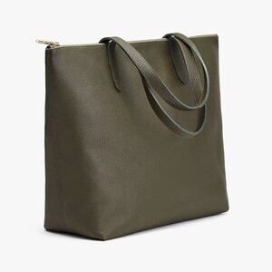 Cuyana Tall Structured Zipper Tote in Dark Olive
